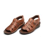 صندل تابستانی چرم تبریز کلارک بی بند زیره پی یو - Image 5